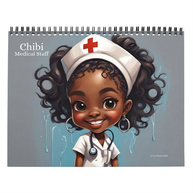 Afrika-Amerikanischer Chibi-Medical-Staff-Kalender Kalender (Titelbild)