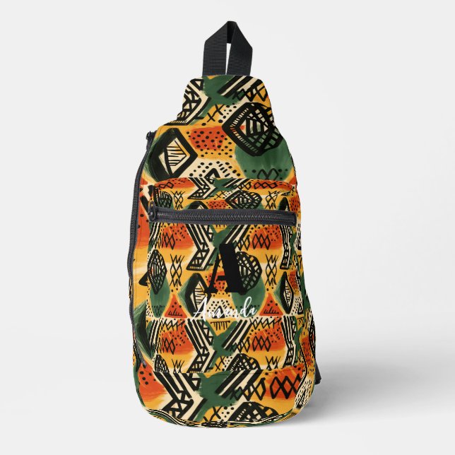 Afrika Amhara Äthiopien Geometrisches ethnisches M Crossbody Bag (Vorderseite)