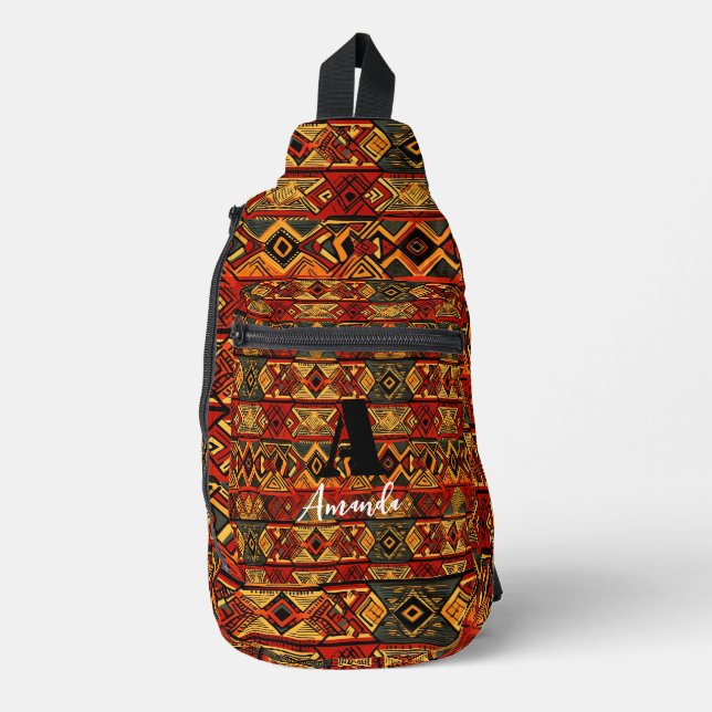 Afrika Amhara Äthiopien Geometrisches ethnisches M Crossbody Bag (Vorderseite)