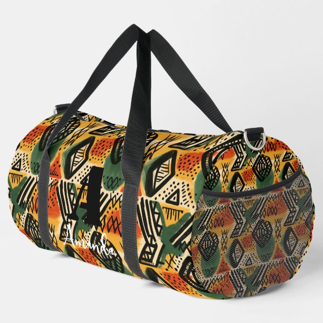 Afrika Amhara Äthiopien Geometrisches ethnisches M Duffle Bag (Rechte Ecke)