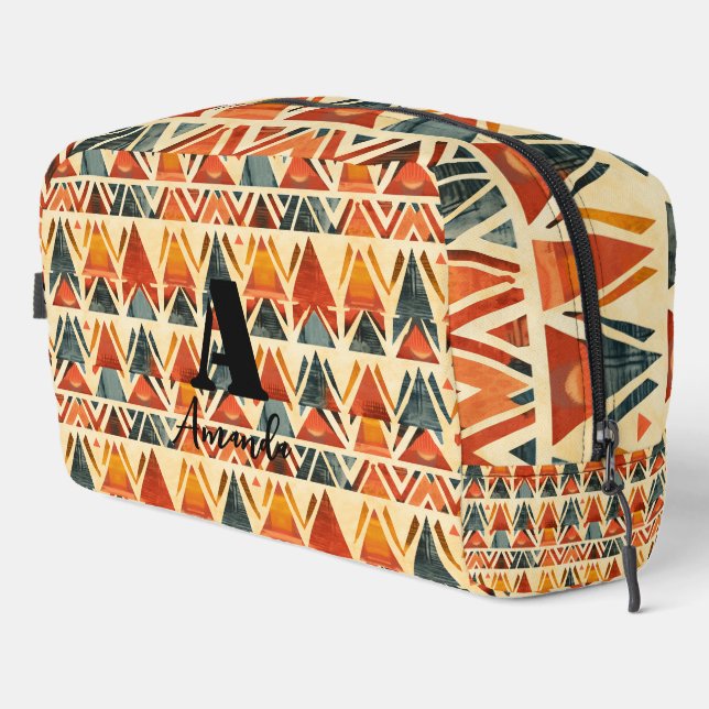 Afrika Amhara Äthiopien Geometrisches ethnisches M Waschbeutel (Rechte Ecke)