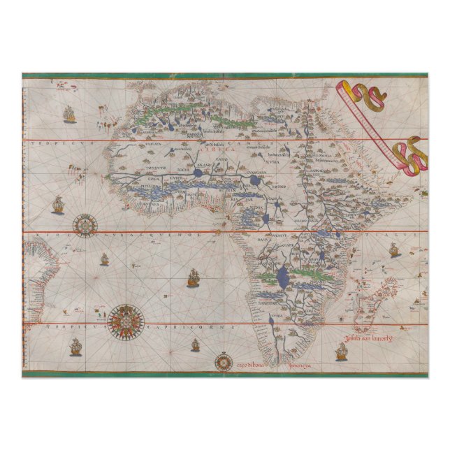 Afrika Antikes Manuskript Atlas 1587 Vintage Karte Poster (Vorderseite)