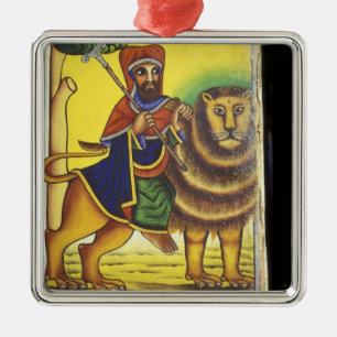 Afrika, Äthiopien. Kunstwerk, das den Löwen von Ornament Aus Metall