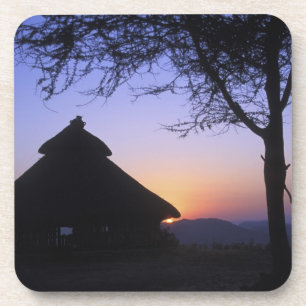 Afrika, Äthiopien, Omo-Fluss-Region, Sonnenunterga Untersetzer