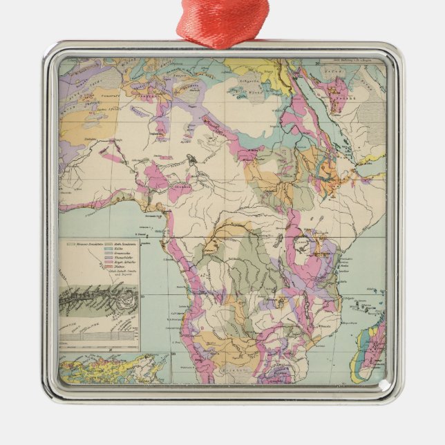 Afrika - Atlas-Karte von Afrika Silbernes Ornament (Vorne)