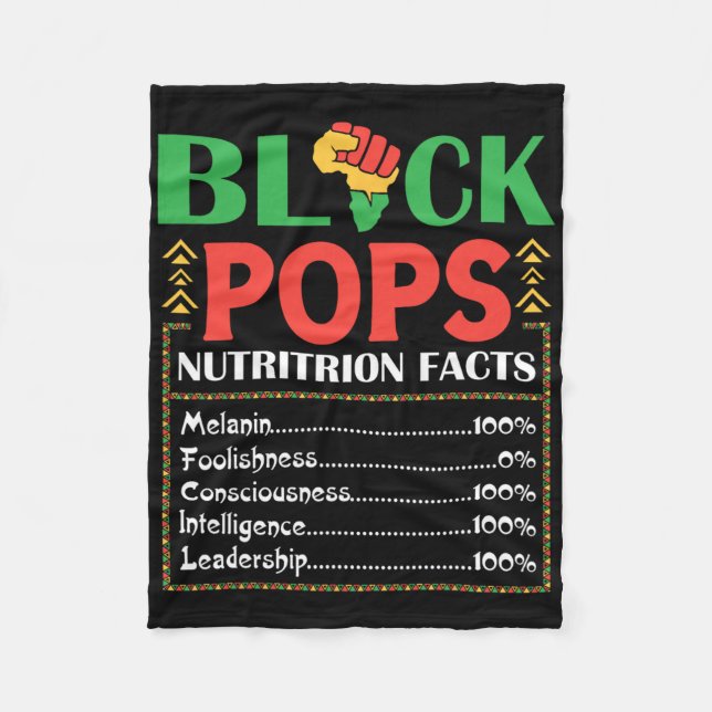 Afrika Black Pops Nährwertangabe Melanin Bewusst  Fleecedecke (Vorderseite)