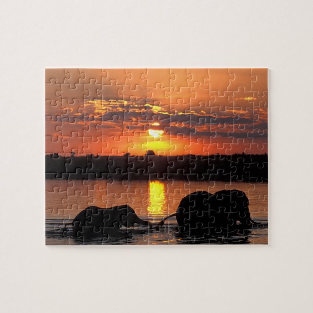 Afrika, Botsuana, Chobe-Nationalpark, Herde Puzzle (Horizontal)