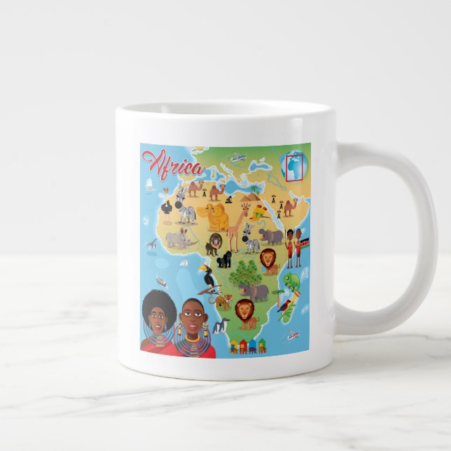 Afrika-Cartoon-Karte Jumbo-Tasse (Rechts)