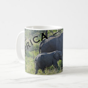 Afrika-Elefant-Mutter-Elefant und Baby Kaffeetasse
