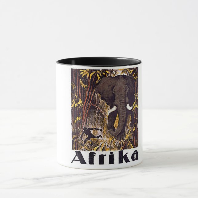 Afrika Elefant Vintage Poster Tasse (Zentrum)