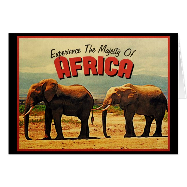 Afrika Elefanten Vintage Reise (Vorderseite (Horizontal))