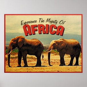 Afrika Elefanten Vintage Reise Poster