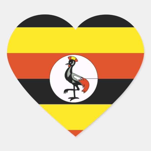 Afrika: Flagge Ugandas Herz-Aufkleber (Vorderseite)