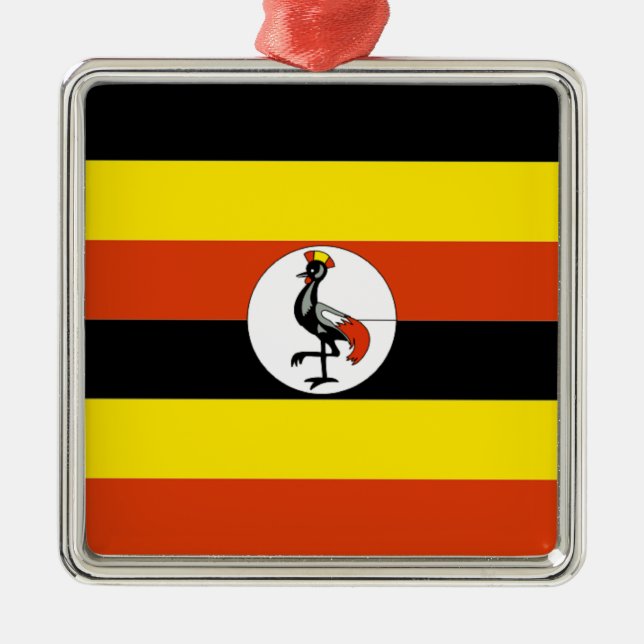 Afrika:Flagge Ugandas Ornament Aus Metall (Vorne)