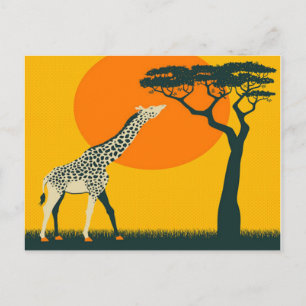Afrika Giraffe Tansania Reiseziel Retro Postkarte