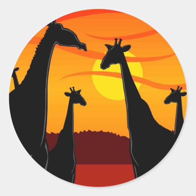 Afrika-Giraffen Runder Aufkleber (Vorderseite)