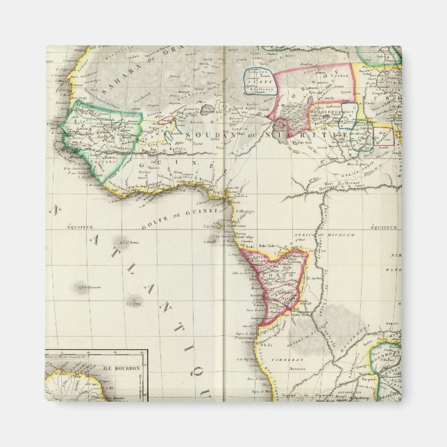 Afrika Gravierte Karte mit 2 Einzugskarten Magnet (Vorne)