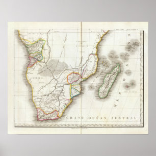 Afrika gravierte Karte Poster