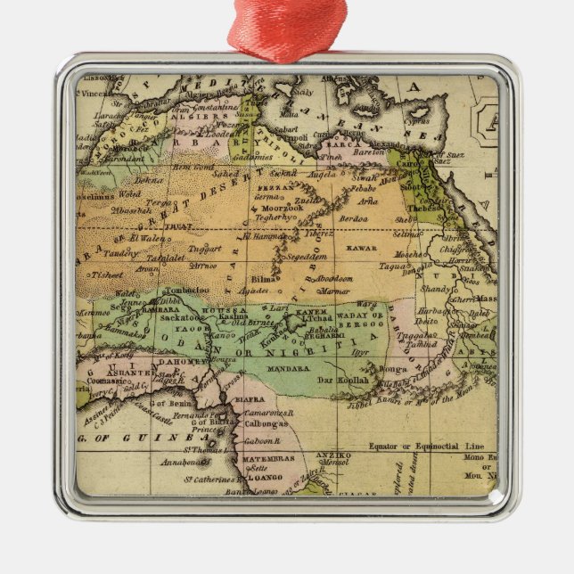 Afrika-Handfarbiger Atlas-Karte Silbernes Ornament (Vorne)