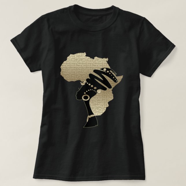 Afrika in Gold – Afrozentrisches Erbe T-Shirt (Design vorne)