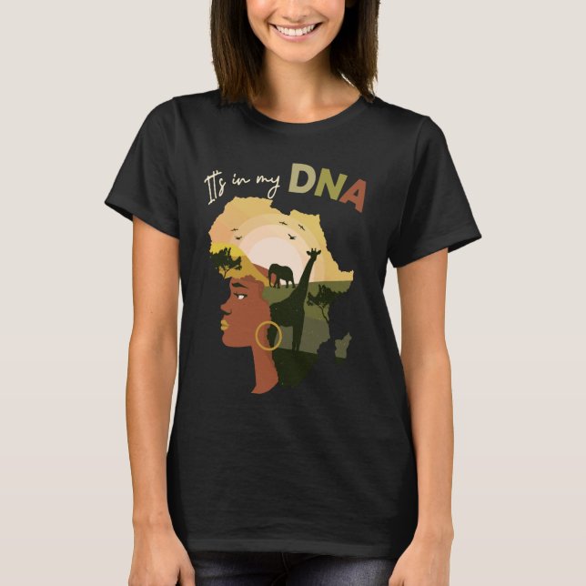 Afrika in meiner DNA Niedlicher Schwarzgeschichte  T-Shirt (Vorderseite)