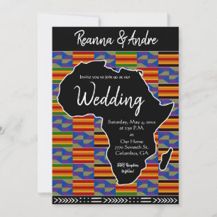 Afrika Inspiriert Kente K48 Black Africa Wedding Einladung