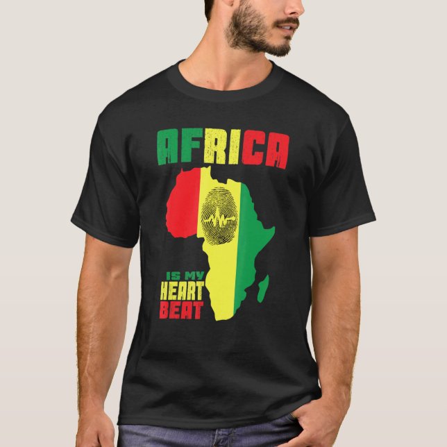 Afrika ist mein Herzschlag Liebe Afrika Karte Afri T-Shirt (Vorderseite)