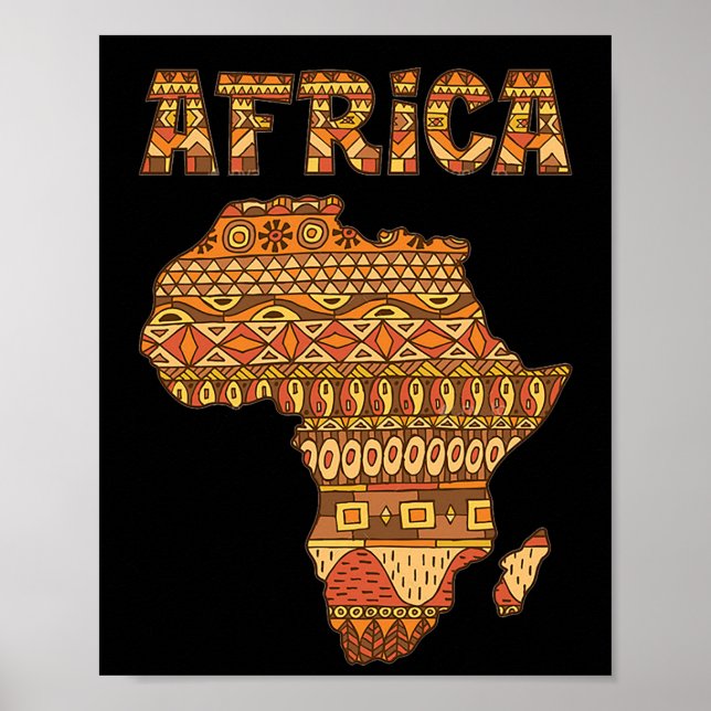 Afrika Karte Afrika Giftvintage Schwarzamerikanisc Poster (Vorne)