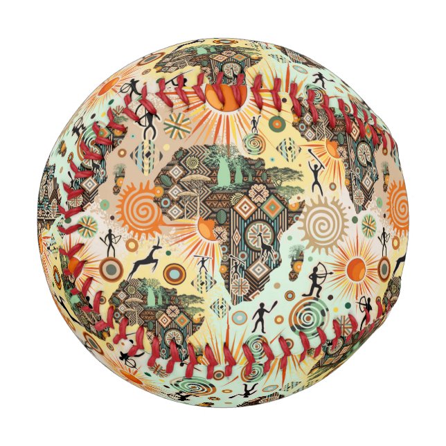 Afrika-Karte Dekorative Stammes-Elemente Muster Baseball (Vorderseite Links)