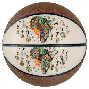 Afrika-Karte Dekorative Stammes-Elemente Muster Basketball