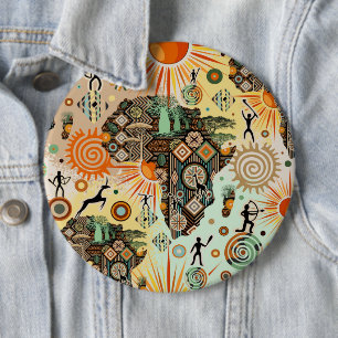 Afrika-Karte Dekorative Stammes-Elemente Muster Button