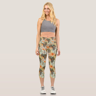 Afrika-Karte Dekorative Stammes-Elemente Muster Capri Leggings