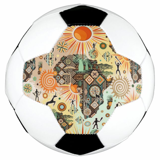 Afrika-Karte Dekorative Stammes-Elemente Muster Fußball (Vorderseite)