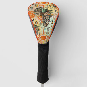 Afrika-Karte Dekorative Stammes-Elemente Muster Golf Headcover