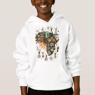 Afrika-Karte Dekorative Stammes-Elemente Muster Hoodie