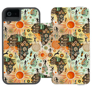Afrika-Karte Dekorative Stammes-Elemente Muster Incipio Watson™ iPhone 5 Geldbörsen Hülle