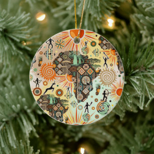 Afrika-Karte Dekorative Stammes-Elemente Muster Keramik Ornament