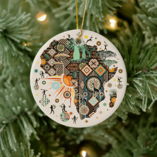 Afrika-Karte Dekorative Stammes-Elemente Muster Keramik Ornament