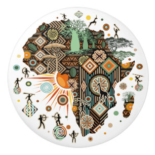 Afrika-Karte Dekorative Stammes-Elemente Muster Keramikknauf