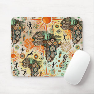Afrika-Karte Dekorative Stammes-Elemente Muster Mousepad