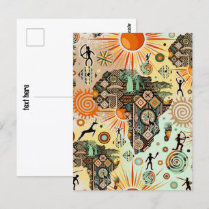 Afrika-Karte Dekorative Stammes-Elemente Muster Postkarte