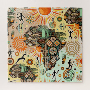 Afrika-Karte Dekorative Stammes-Elemente Muster Puzzle