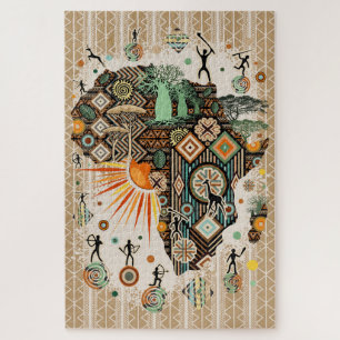 Afrika-Karte Dekorative Stammes-Elemente Muster Puzzle