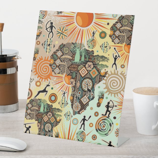 Afrika-Karte Dekorative Stammes-Elemente Muster Sockelschild (In Situ)