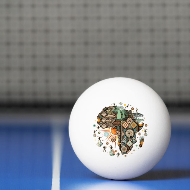 Afrika-Karte Dekorative Stammes-Elemente Muster Tischtennisball (Netto)