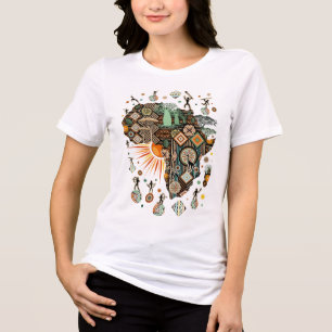 Afrika-Karte Dekorative Stammes-Elemente Muster Tri-Blend Shirt