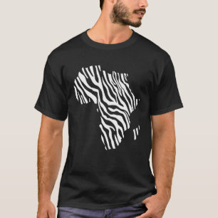 Afrika-Karte gefüllt mit Zebrastreifen Weißdruck P T-Shirt