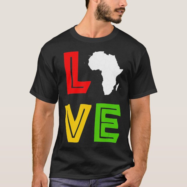 Afrika Karte Liebe Schwarze Geschichte Monat Afrik T-Shirt (Vorderseite)