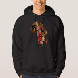 Afrika Karte Löwenkopf Gesicht Afrikanische Safari Hoodie