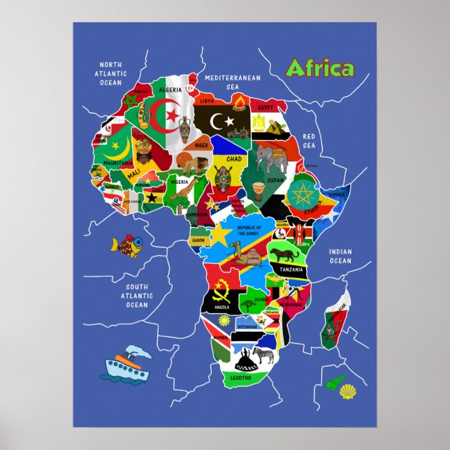Afrika-Karte Poster (Vorne)